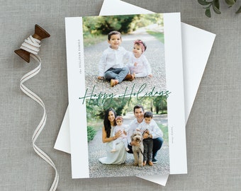 Merry & Bright Holiday Card, Christmas Photo Card, Merry Christmas, Holiday Photo Card, Modern Christmas Card, Minimal Holiday