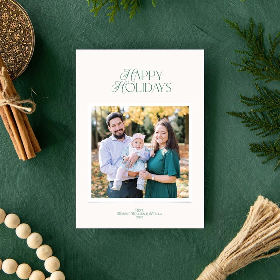 Formal Frame Christmas Card, Family Photo Card, Holiday Card, Christmas Photo Card, Holiday Photo, Elegant Holiday, Typographic Christams Il_570xn