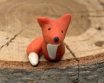 Miniature Fox Figurine, Tiny Fox, Mini Red Fox, Red Fox Miniature, Polymer Clay Fox