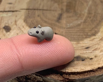 Micro Mini House Hippo, Miniature Hippo, Hippopotamus Figure