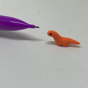 Tiniest Orange Dinosaur, Micro mini dinosaur, Micro Dinosaur Figurine, Kawaii Dinosaur, Polymer clay dinosaur