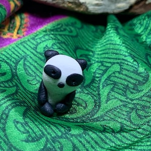 Miniature Panda Figurine, Polymer Clay Panda, Tiny panda