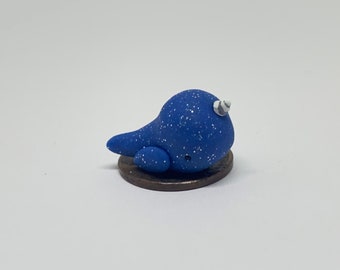 Blue Glitter Narwhal Figurine, Tiny Blue Narwhal, Miniature Narwhal