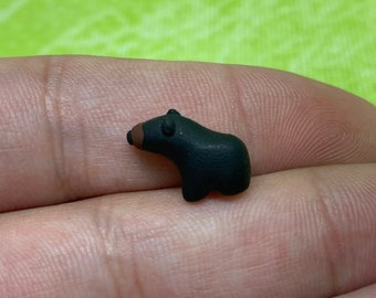 Micro Mini Brown Bear, Miniature Brown Bear Figurine, Polymer Clay Bear, Tiny Bear