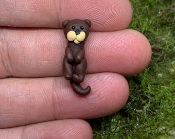 Otter Miniature, Otter Figurine, Polymer Clay Otter Figurine