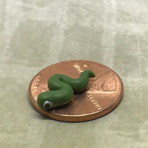 Tiny slithering snake, micro mini snake figurine, handmade polymer clay snake