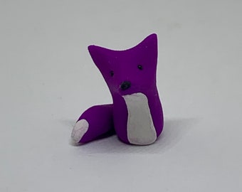 Miniature Purple Fox Figurine, Tiny Fox, Mini Fox, Polymer Clay Fox