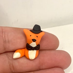 Miniature Fancy fox, miniature fox figurine, Top Hat and bowtie fox, Groom Fox