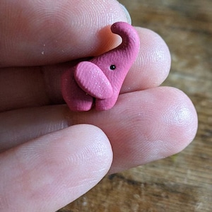 Mini Pink Elephant, Miniature pink Elephant Figurine, Tiniest Elephant