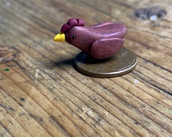Brown Chicken Miniature, Tiny Brown Hen, Mini Chicken Figurine