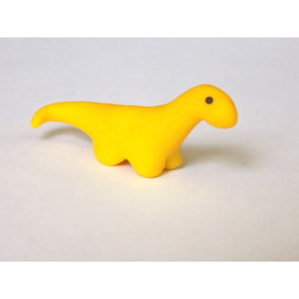 Miniature Dinosaur, Dinosaur Figurine, Tiny Dinosaur, Yellow Dinosaur