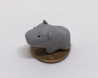 Mini House Hippo, Miniature Hippo, Hippopotamus Figure