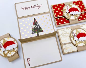 Christmas Gift Card Holder, Christmas Gift Card Envelope, Pop Up Gift Card Holder, Xmas Gift Card Holder, Teacher Gift Card Holder, Set of 3