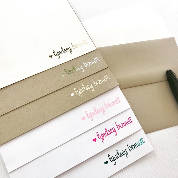 Personalized Foiled Stationery Set: Custom Note Cards with Envelopes, SH