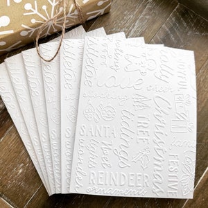 Embossed Cards, Christmas Cards, Embossed Christmas Cards, Holiday Embossed Cards, Christmas Note Cards, Holiday Words