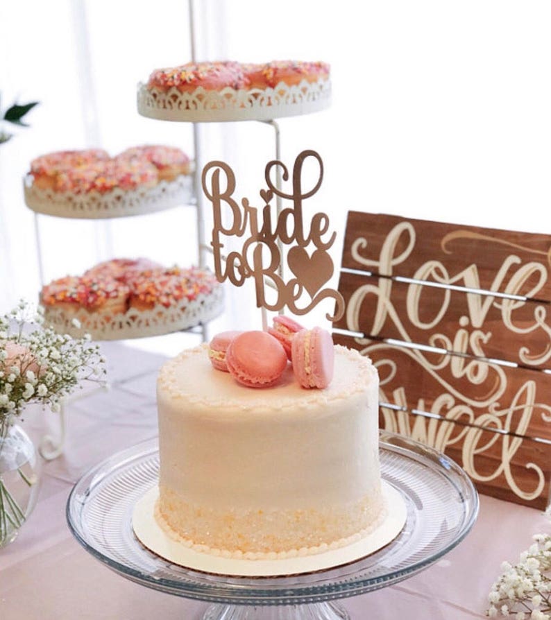 Bridal Shower Cake Topper, Bridal Shower Decorations, Bride To Be cake topper, Gold Bride to Be Cake Topper image 2