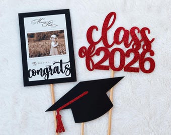 Graduation Centerpiece Sticks: Class of 2026 Party Decor, Graduation Party Decorations