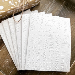 Christmas Cards, Embossed Christmas Cards, Holiday Embossed Cards, Christmas Note Cards, HOLIDAY WORDS