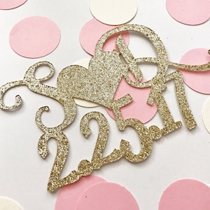 Custom Glitter Bridal Shower Confetti: Initials & Date