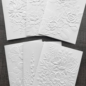 Embossed Floral Greeting Cards Set: Blank Note Cards, Heavy White Card ...