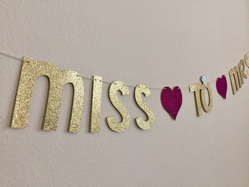 Bridal Shower Banner Miss to Mrs Banner Gold Glitter Miss to - Etsy