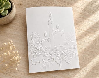 Christmas Greeting Cards: Embossed Christmas Cards, Holiday Note Cards, Blank Christmas Cards, Christmas Candles