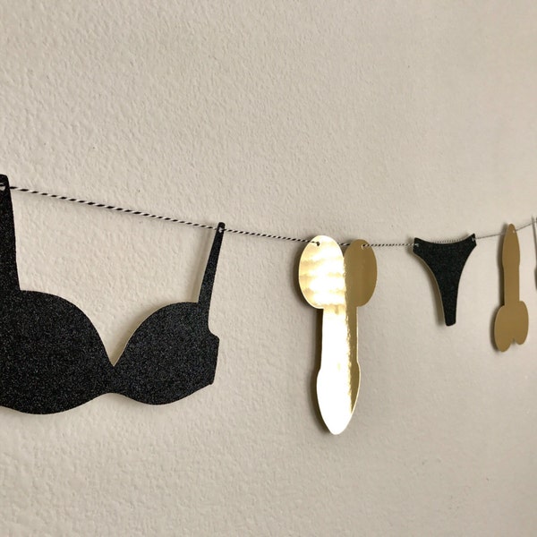 Penis Garland, Penis Banner, Penis Lingerie banner, penis Party Banner, Bachelorette Party Decorations, Bachelorette Bunting, Hen Party