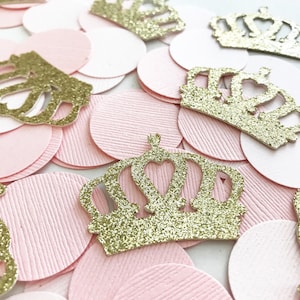Princess party decorations, princess party confetti, Princess Crown Confetti, Pink & Gold party decor, princess party supplies