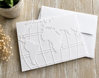 Embossed Note Card Set: World Traveler Design, Blank Inside