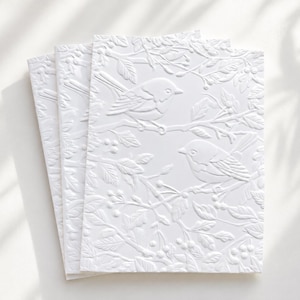 Embossed Bird Greeting Card Set: Blank Inside, White Card Stock, Birds 2 afbeelding 2