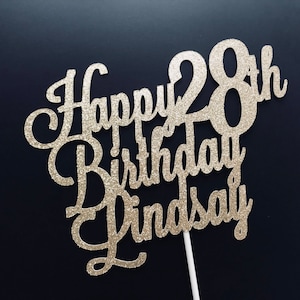 Custom Glitter Birthday Cake Topper: Personalized Name & Age