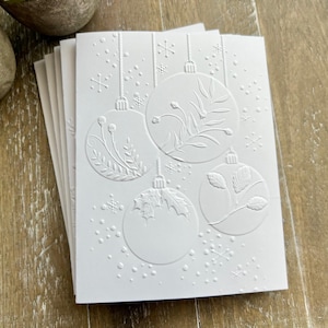 Christmas Cards, Embossed Christmas Cards, Holiday Embossed Cards, Christmas Note Cards, HANGING ORNAMENTS