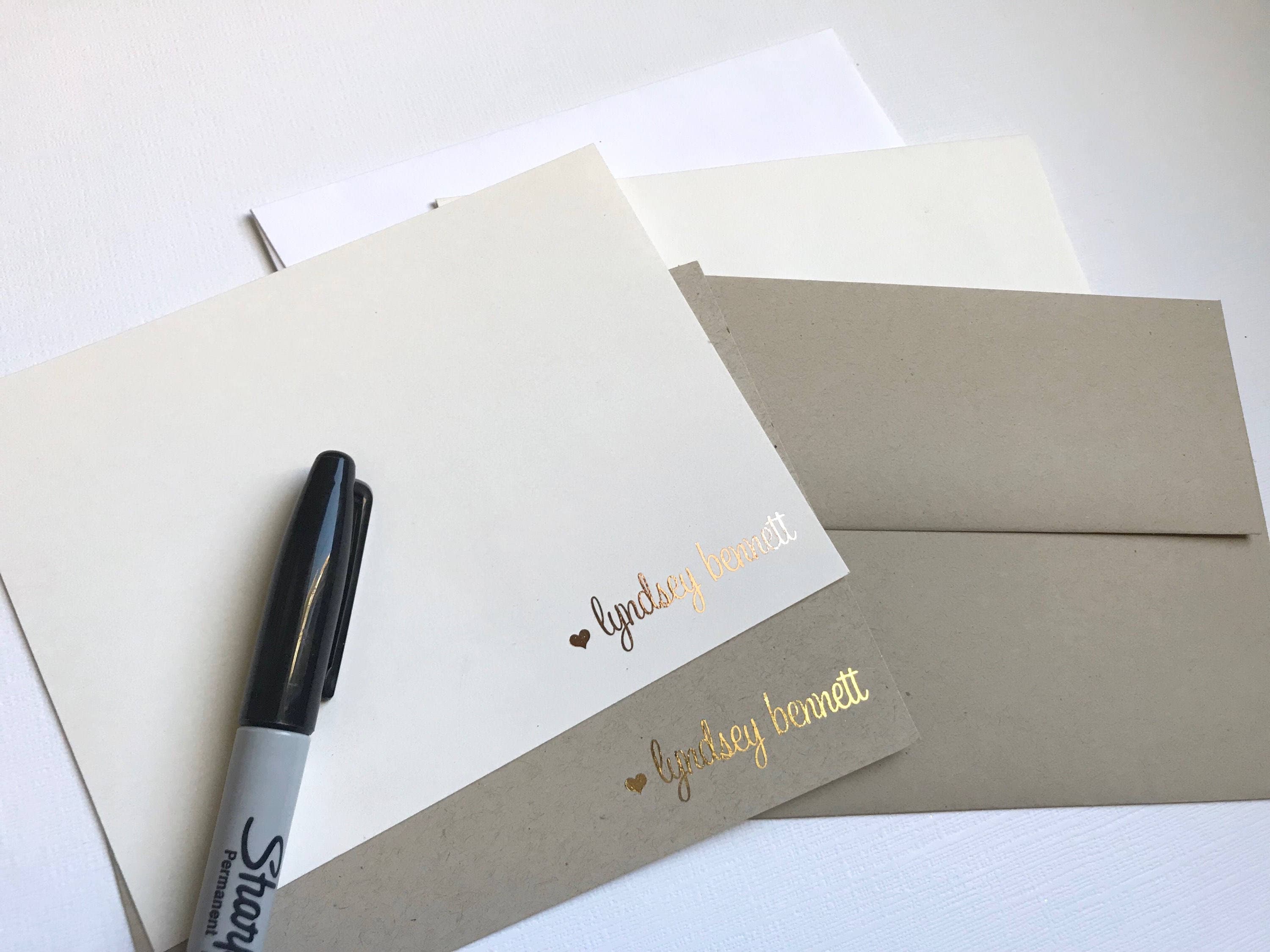 Personalized Gold Foil Note Cards: Custom Stationery Set, SH - Etsy