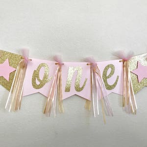 Pink & Gold High Chair Banner, ONE High Chair Banner, First Birthday Banner, Name High Chair Banner, First Birthday Decorations image 2