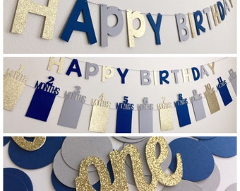 Handmade First Birthday Party Decorations: Photo Banner & Confetti