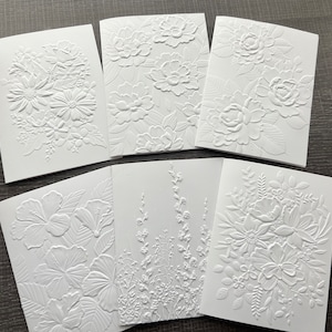 Embossed Floral Greeting Cards Set: Blank Note Cards, Heavy White Card ...