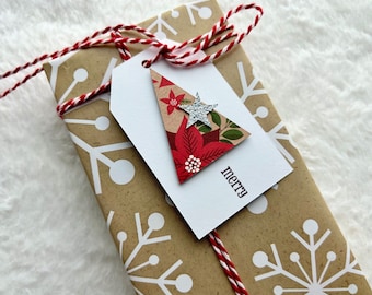 128 Pre-Strung Christmas Gift Tags - 16 Unique Designs With Strings For Holiday Wrapping