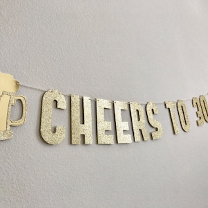 Cheers to Milestone Birthday Banner: Glitter Beer Mug, 30th/40th/50th/60th