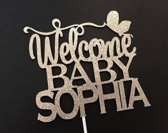 Welcome Baby Cake Topper, Baby Shower Cake Topper, Baby shower decorations, baby shower cake topper personalized, baby shower  boy