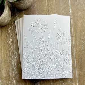 Embossed Wildflower Note Cards Set: Blank Inside, Heavy Card Stock, Wild Flowers