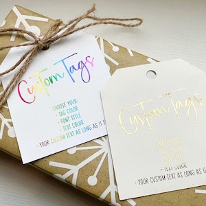 Custom Tags, Personalized Gift Tags, Custom Tags for Gifts, Custom Gold Printed Tags, Custom Foil Printed Tags, Custom Foil Embossed Tags