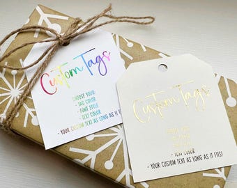 Custom Foil Printed Gift Tags: Personalized Embossed Tags, Party Favor Tags, Valentine Favor Tags, Custom Gift Tags, Personalized Tags