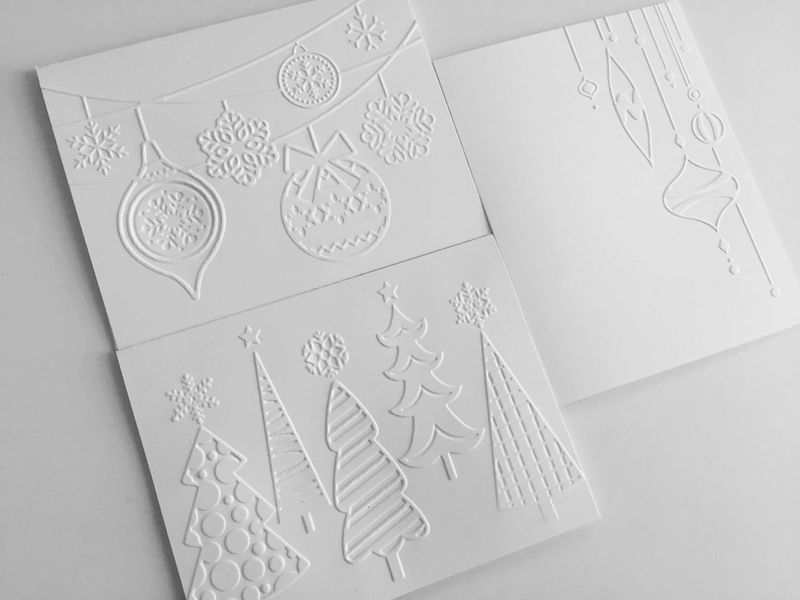 Boxed Christmas Cards Set Embossed Christmas Cards Christmas Etsy