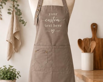 Personalized Apron: Custom Text, Adjustable Straps, Cooking & Baking, Minimalistic, Modern