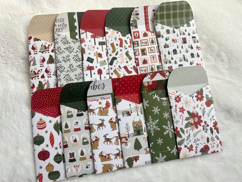 Christmas Gift Card Holders, Christmas Gift Card Envelope, Gift Card Holder, Gift Card Envelope, Mini Envelope, Christmas Gift Wrapping CV image 2