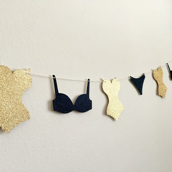 Lingerie Garland, Bachelorette Party Banner, Lingerie Banner, Lingerie Party Decoration, Lingerie Bunting, Bridal Shower Bunting