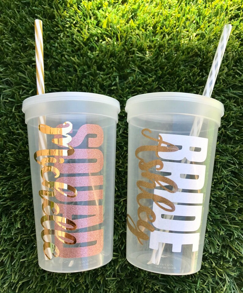 Personalized Party Cups Bridesmaid Party Cups Bachelorette Etsy