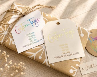 Custom Foil Printed Gift Tags: Personalized Embossed Tags, Party Favor Tags, Valentine Favor Tags, Custom Gift Tags, Personalized Tags