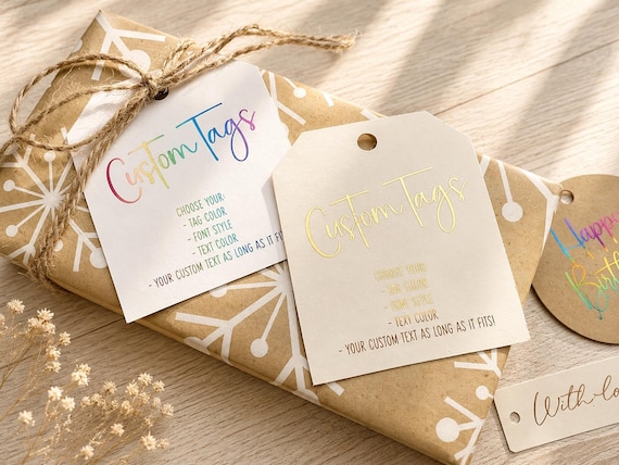 Custom Foil Printed Gift Tags: Personalized Embossed Tags, Party Favor Tags, Valentine Favor Tags, Custom Gift Tags, Personalized Tags