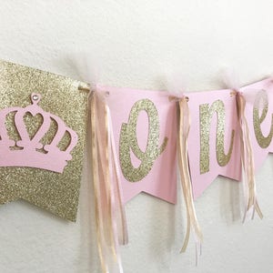 Pink & Gold High Chair Banner, ONE High Chair Banner, First Birthday Banner, Name High Chair Banner, First Birthday Decorations image 5